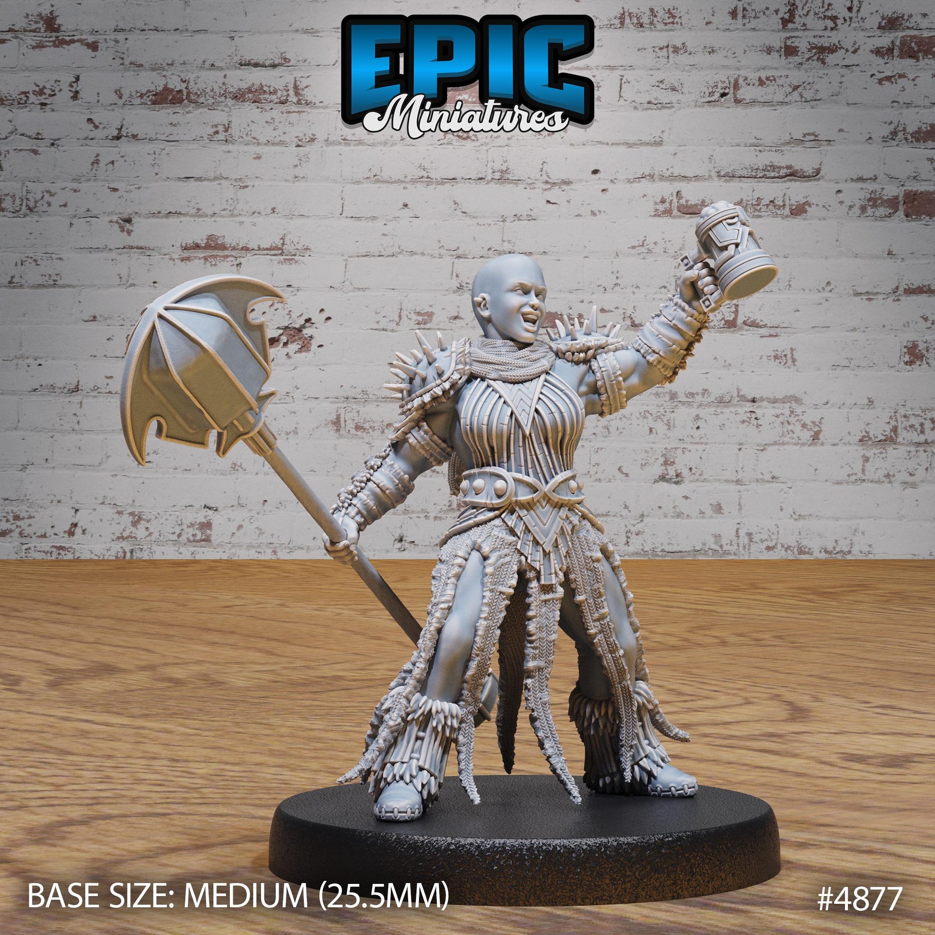 Bald Dwarf Female - Epic Miniatures | 28mm and 32mm | Wargaming | DnD | Tabletop Roleplaying