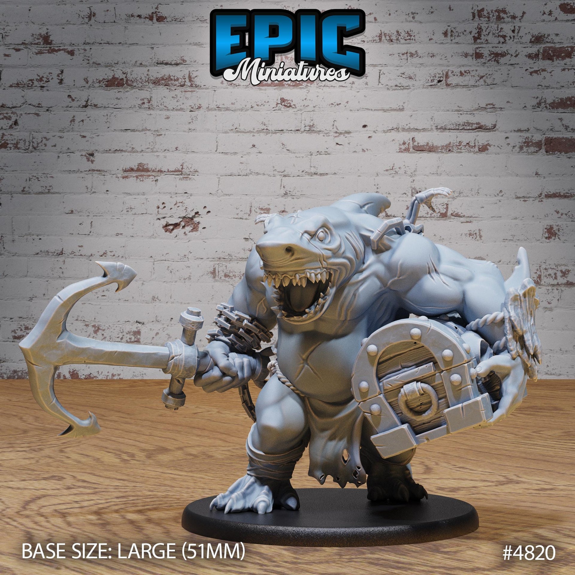 Sharkman Brute - Epic Miniatures | 28mm and 32mm | Wargaming | DnD | Tabletop Roleplaying