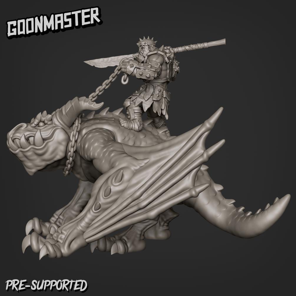 Orc Prowler Rider, Mounted Dragon - Goonmaster | 28mm and 32mm | Wargaming | DnD | Tabletop Roleplaying