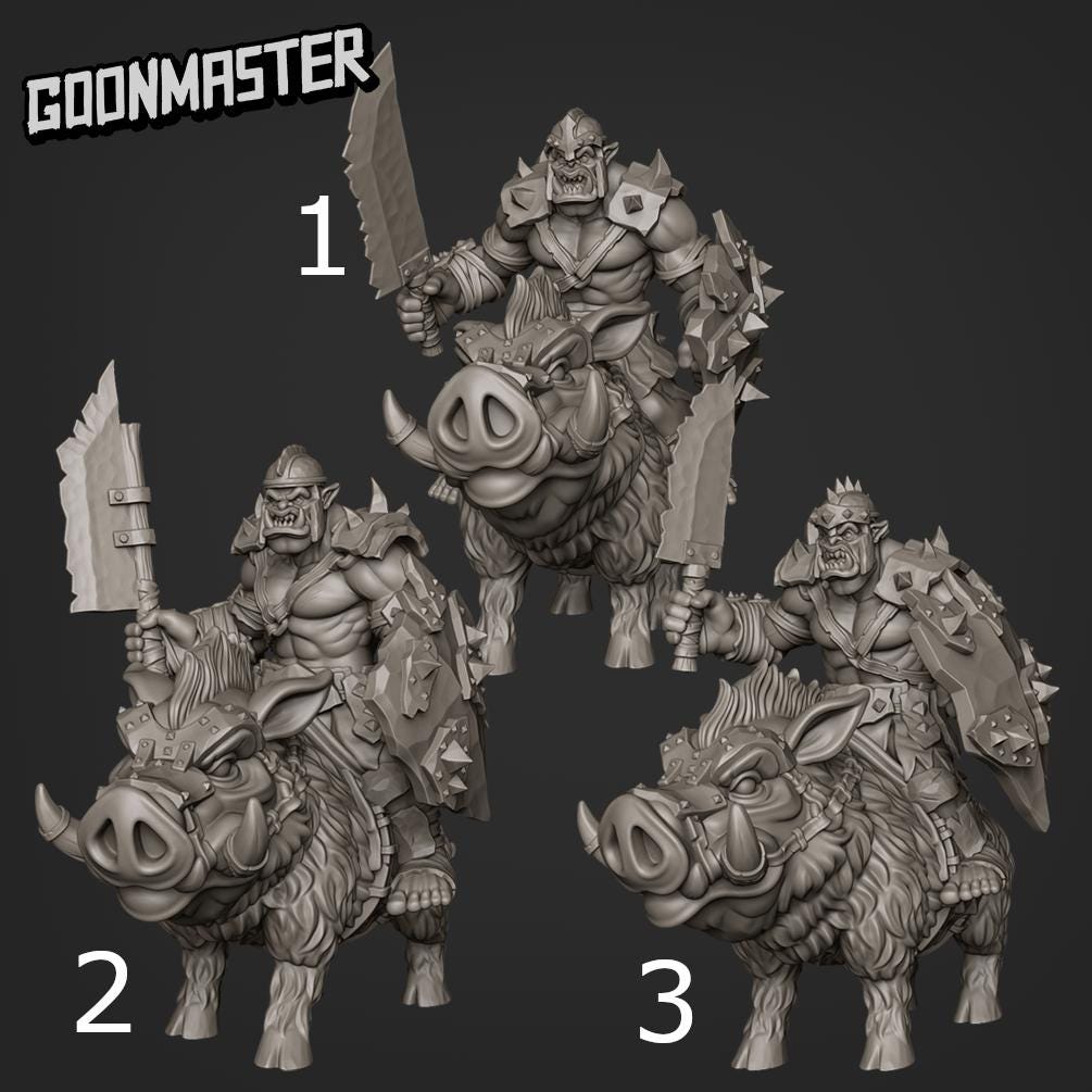 Orc Boar Rider- Goonmaster | 28mm and 32mm | Wargaming | DnD | Tabletop Roleplaying