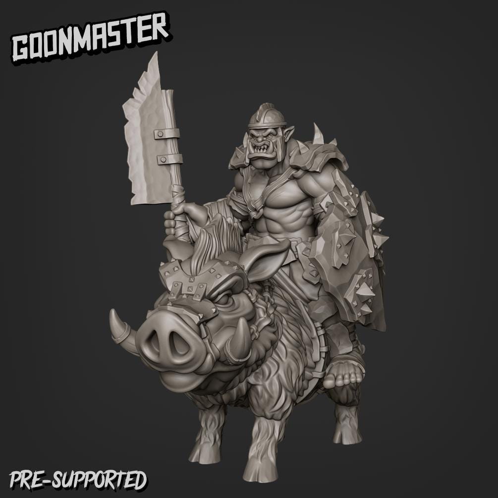 Orc Boar Rider- Goonmaster | 28mm and 32mm | Wargaming | DnD | Tabletop Roleplaying