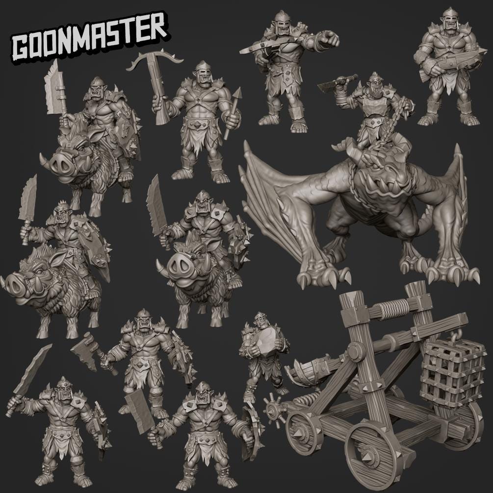 Orc Shield Infantry - Goonmaster | 28mm and 32mm | Wargaming | DnD | Tabletop Roleplaying