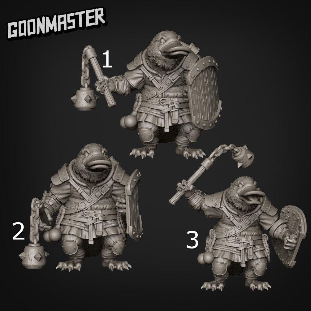Platypus Flail and Shield Mercenary - Goonmaster | 28mm and 32mm | Wargaming | DnD | Tabletop Roleplaying