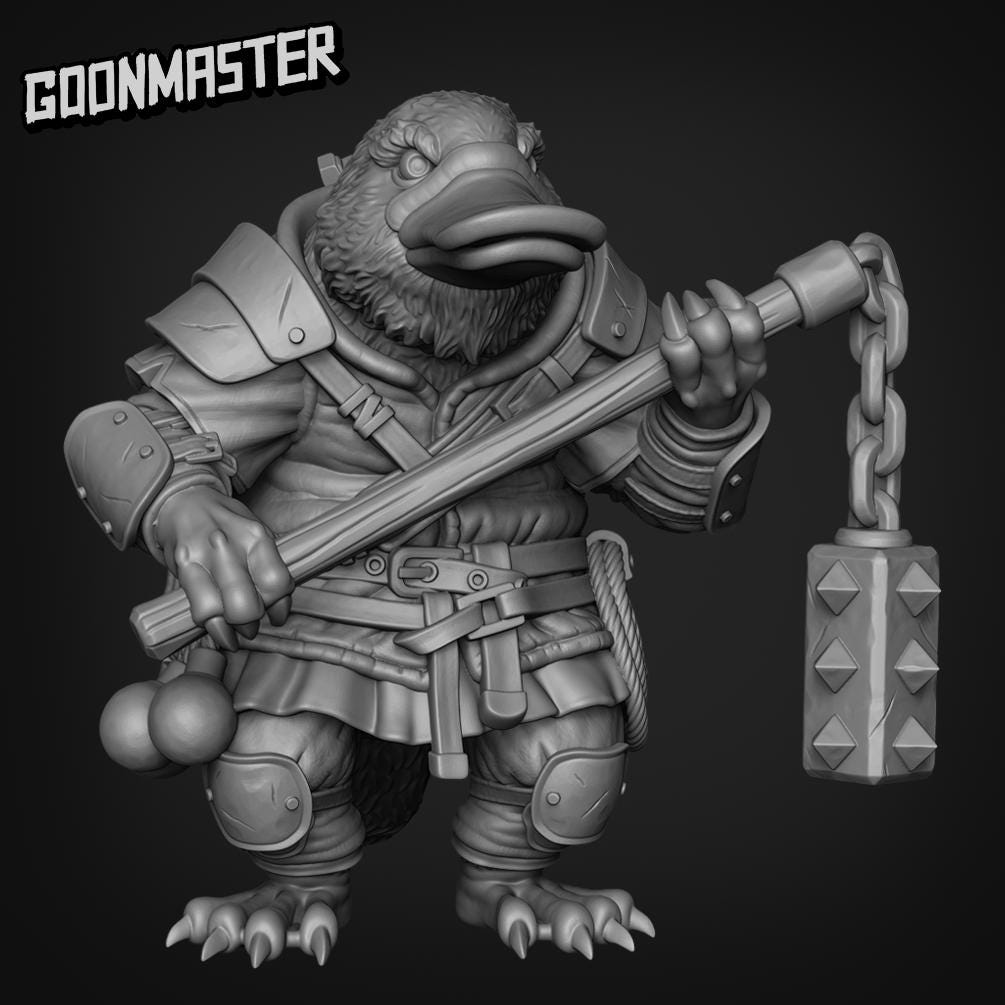 Platypus 2 Hand Flail Mercenary - Goonmaster | 28mm and 32mm | Wargaming | DnD | Tabletop Roleplaying