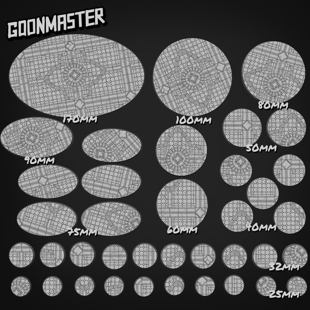 Gothic Tile Bases - Goonmaster | 28mm and 32mm | Wargaming | DnD | Tabletop Roleplaying