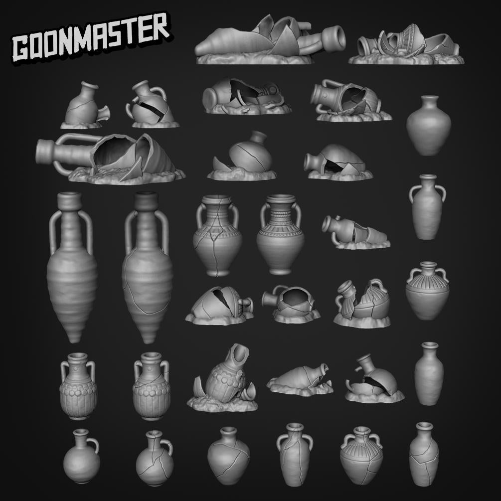 Broken Ceramic Pottery - Goonmaster Basing Bits | 28mm and 32mm | Wargaming | DnD | Tabletop Roleplaying
