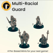 Multi-Racial Guards - Ec3d | Villagers | Everyday Folk | 28mm and 32mm | Wargaming | DnD | Tabletop Roleplaying