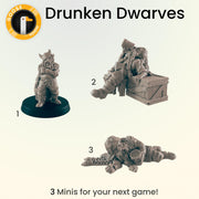 Drunken Dwarves - Ec3d | Villagers | Everyday Folk | 28mm and 32mm | Wargaming | DnD | Tabletop Roleplaying