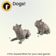 Dogs - Ec3d | Villagers | Everyday Folk | 28mm and 32mm | Wargaming | DnD | Tabletop Roleplaying