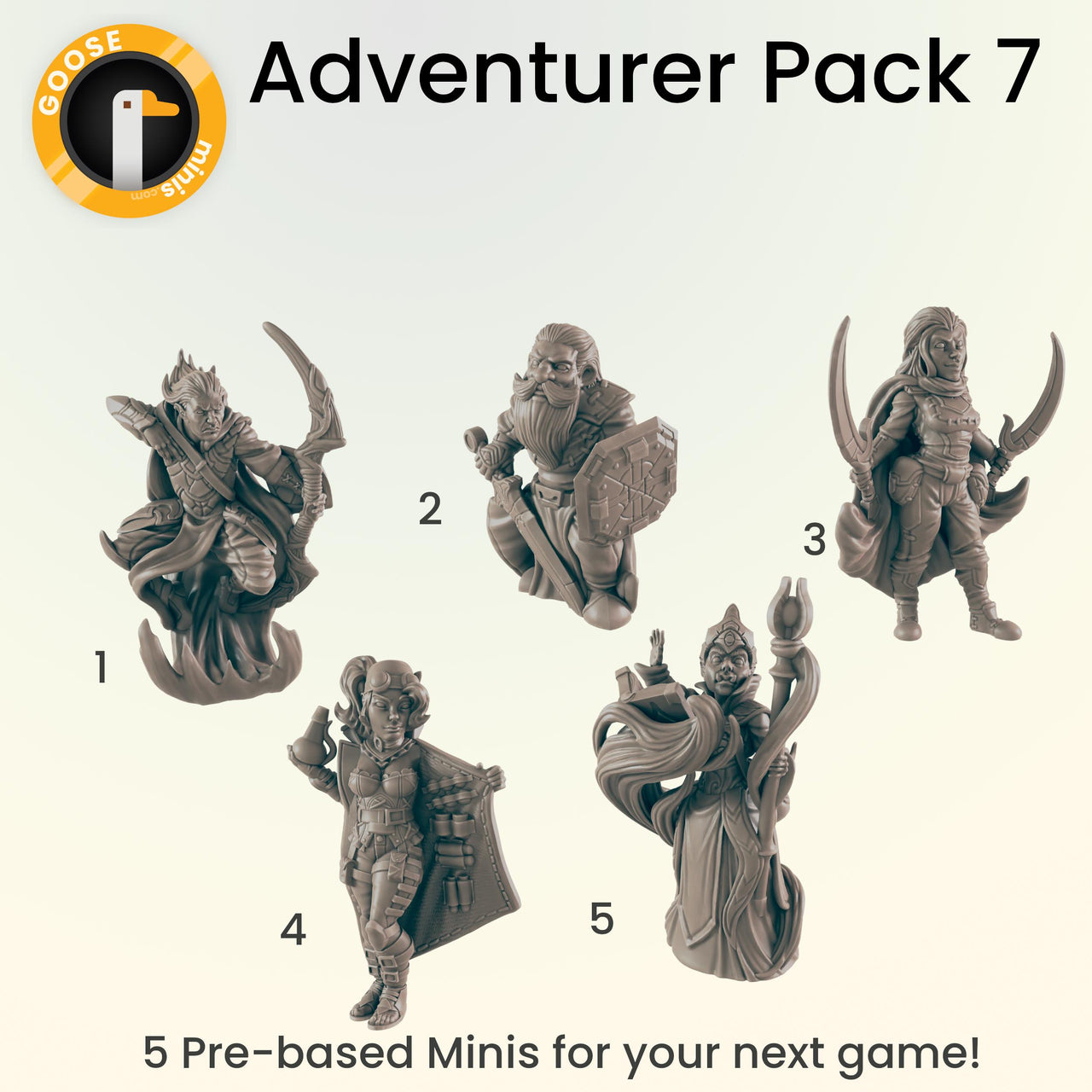 Adventurer Pack 7 - Ec3d | 28mm and 32mm | Wargaming | DnD | Tabletop Roleplaying
