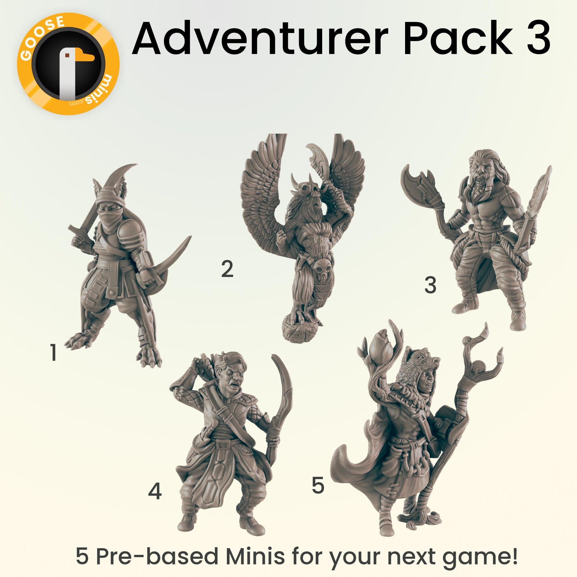 Adventurer Pack 3 - Ec3d | 28mm and 32mm | Wargaming | DnD | Tabletop Roleplaying