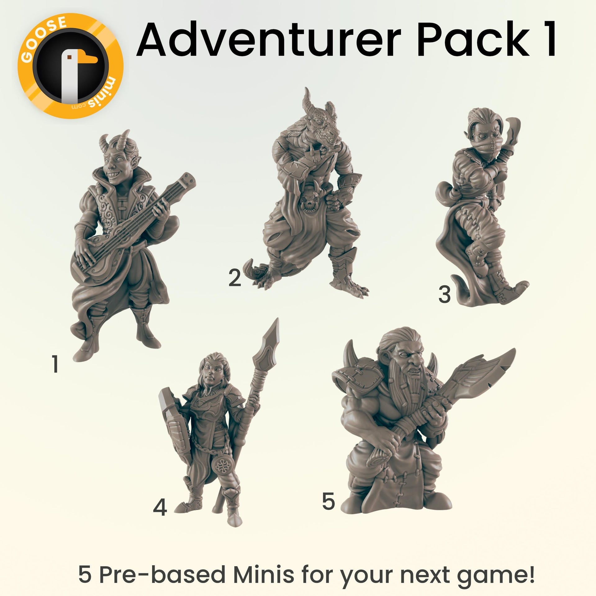 Adventurer Pack 1 - Ec3d | 28mm and 32mm | Wargaming | DnD | Tabletop Roleplaying