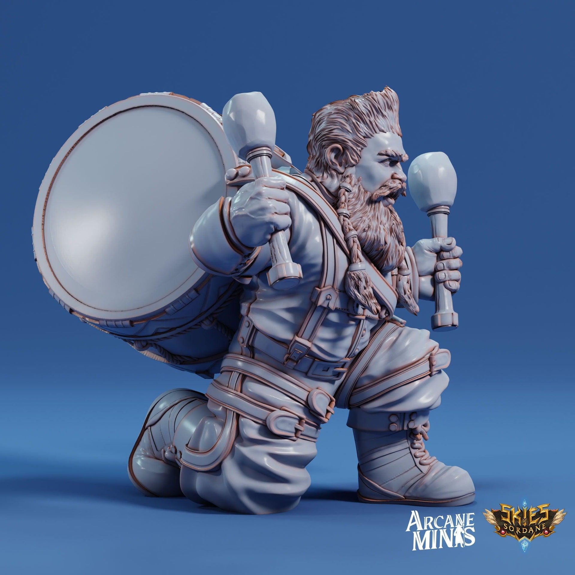 Dwarf Bard - Arcane Minis | 32mm | Drummer | Drums