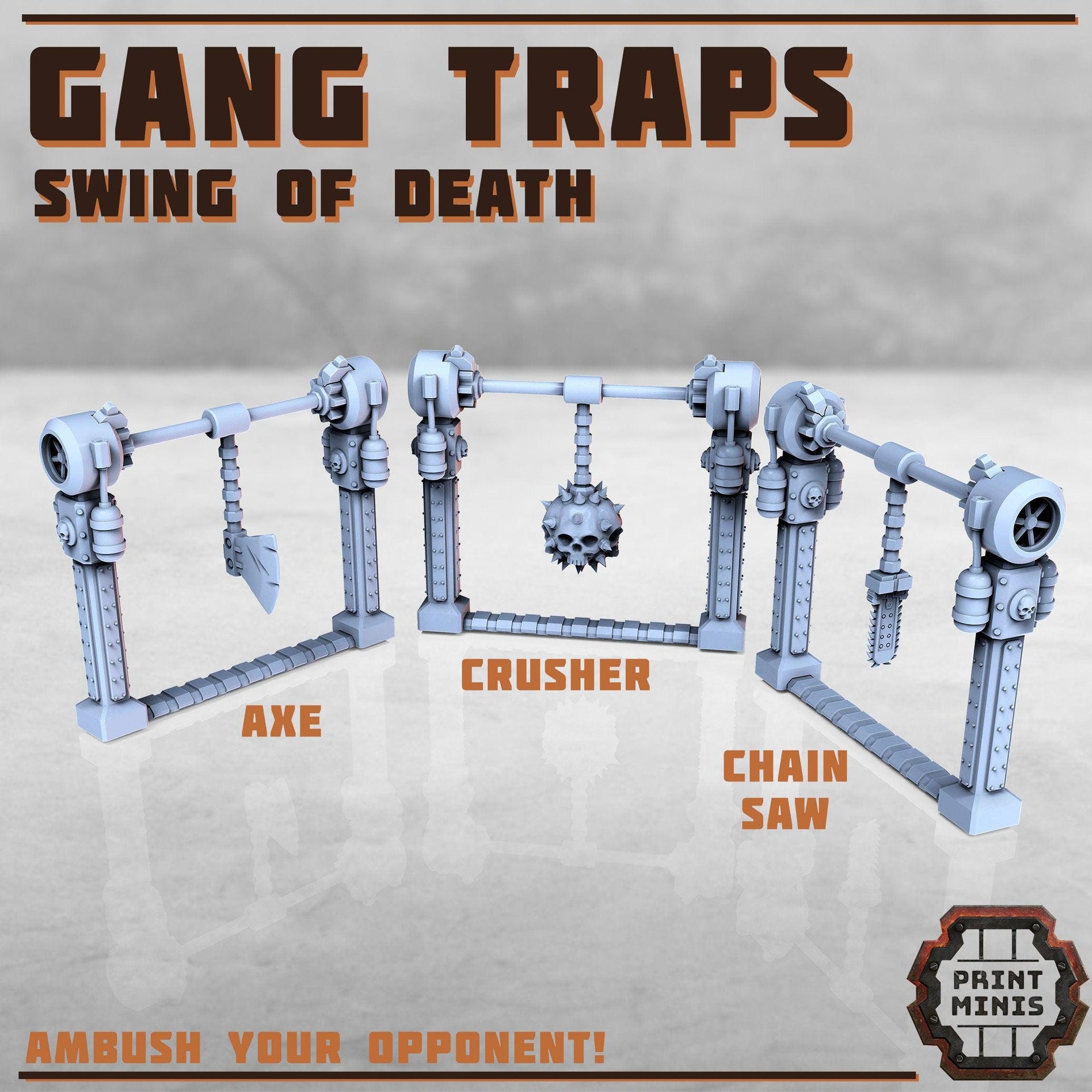 Gang Traps - Print Minis | Sci Fi | 28mm Heroic | Apocalypse | Flame | Spikes | Swinging | Arena