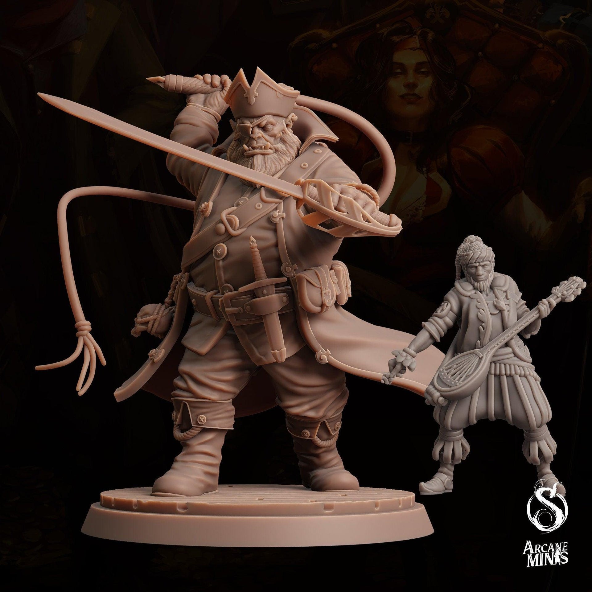 Ogre Fighter - Arcane Minis | 32mm | The Queens Deceit | Pirate | Captain | Swashbuckler