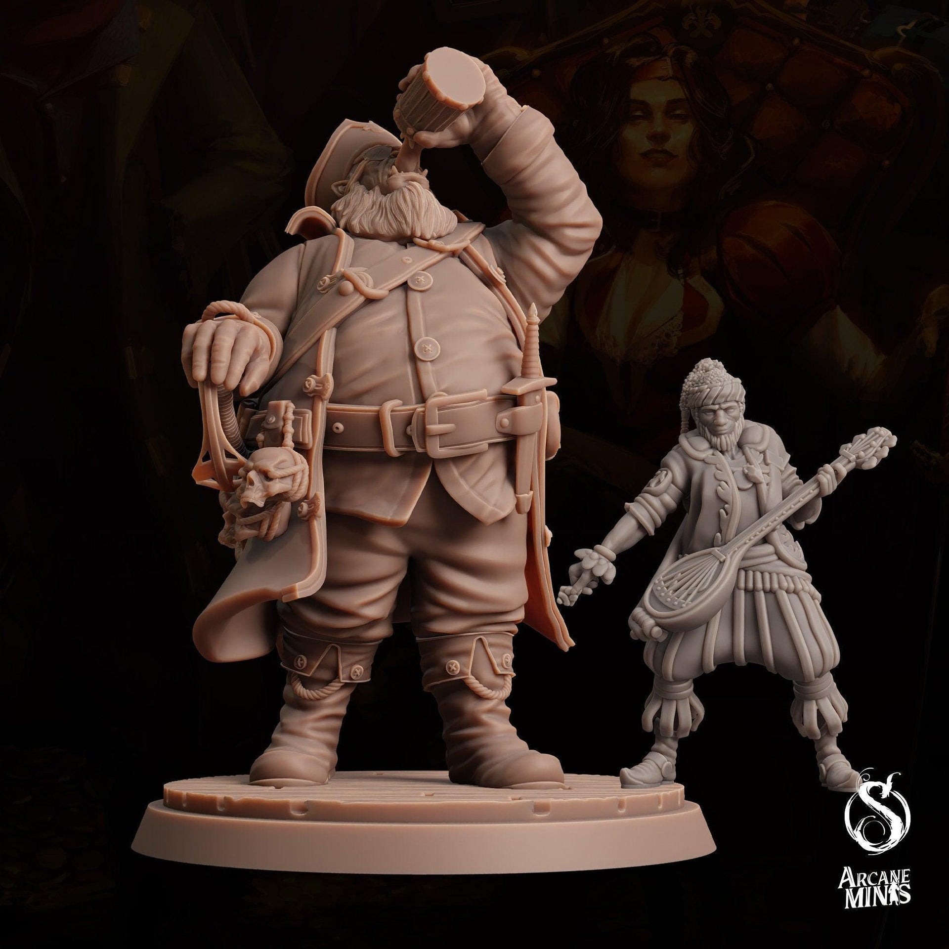 Ogre Fighter - Arcane Minis | 32mm | The Queens Deceit | Pirate | Captain | Swashbuckler