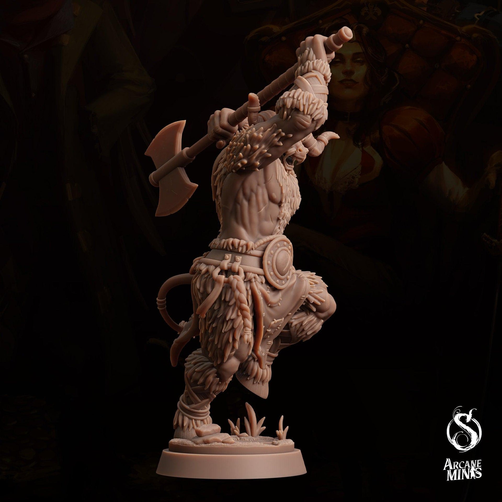 Tauriontaur Barbarian, Minotaur Warrior - Arcane Minis | 32mm | The Queens Deceit | Champion