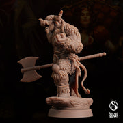 Tauriontaur Barbarian, Minotaur Warrior - Arcane Minis | 32mm | The Queens Deceit | Champion