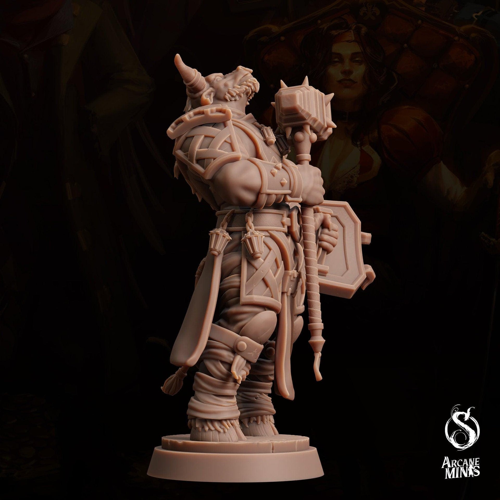 Tauriontaur Cleric, Minotaur Knight - Arcane Minis | 32mm | The Queens Deceit | Paladin