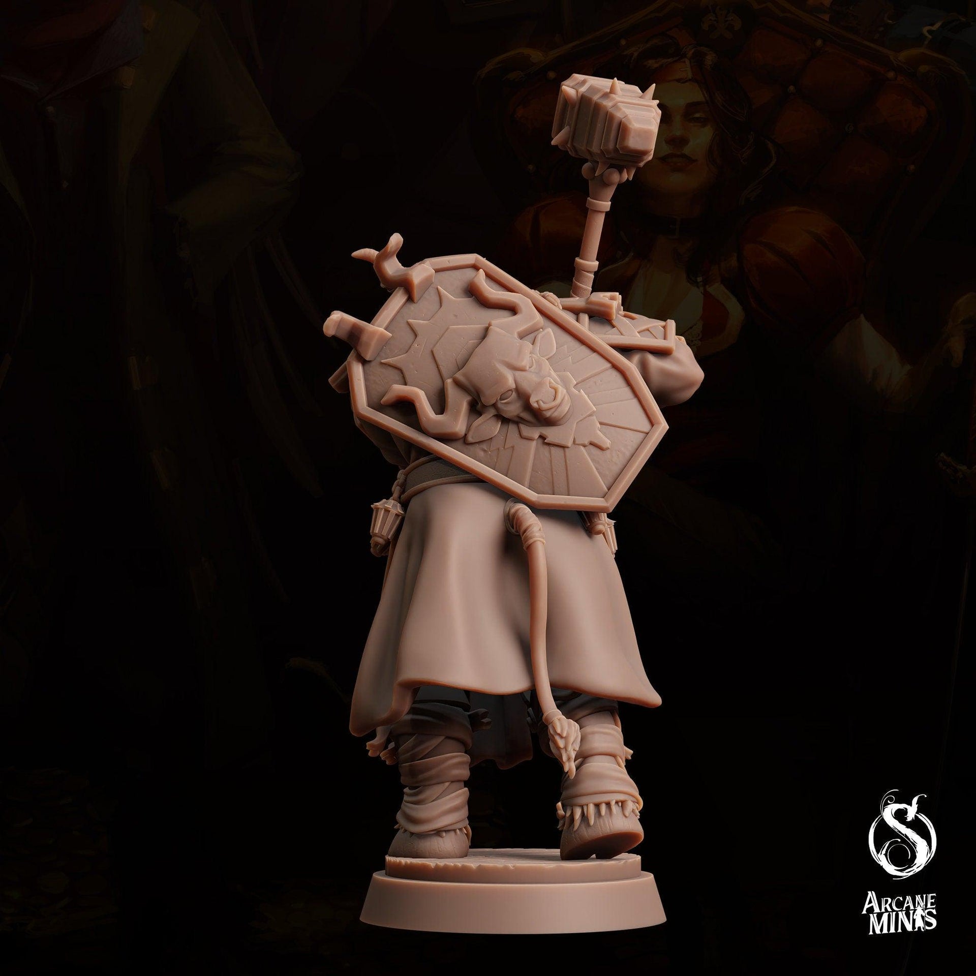 Tauriontaur Cleric, Minotaur Knight - Arcane Minis | 32mm | The Queens Deceit | Paladin