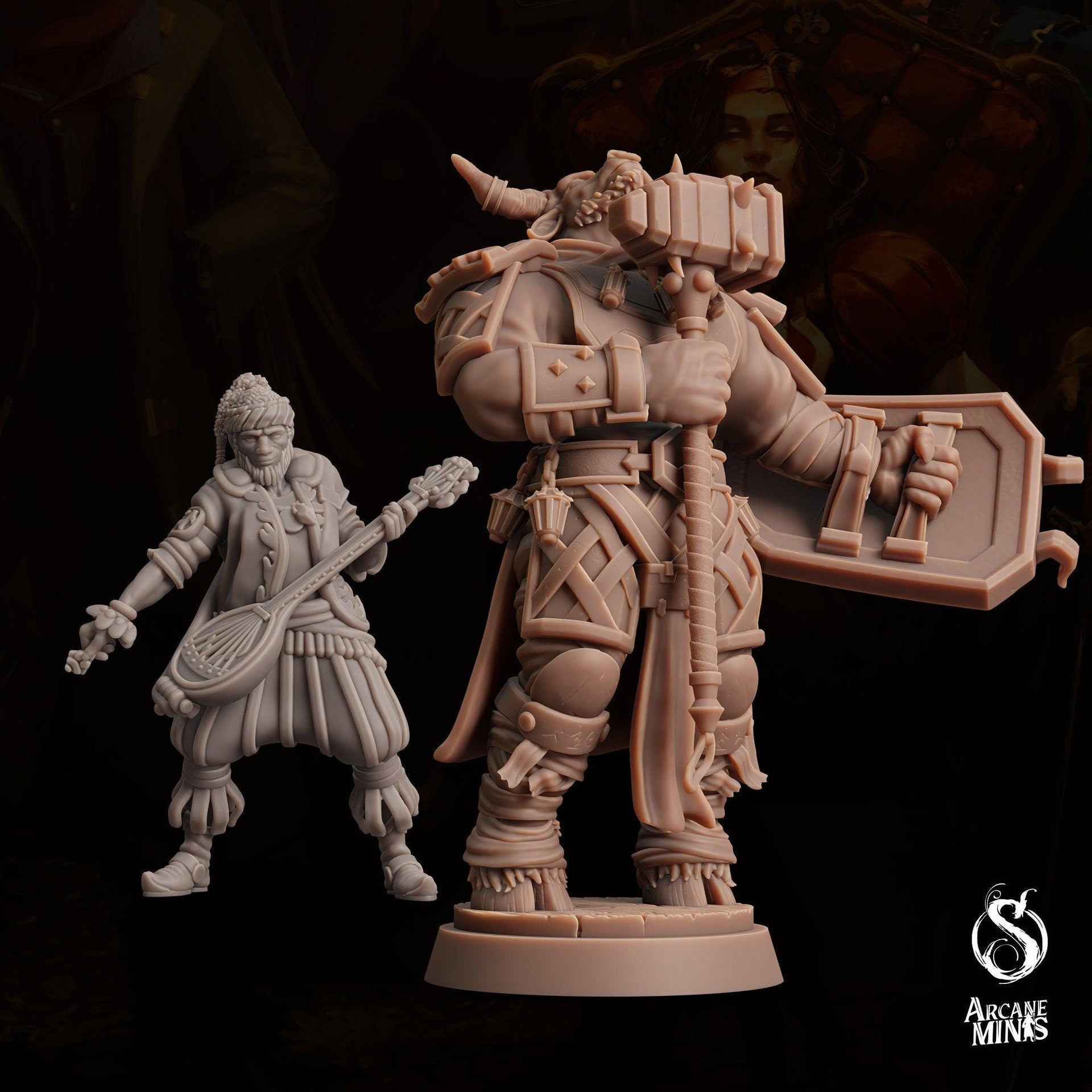 Tauriontaur Cleric, Minotaur Knight - Arcane Minis | 32mm | The Queens Deceit | Paladin