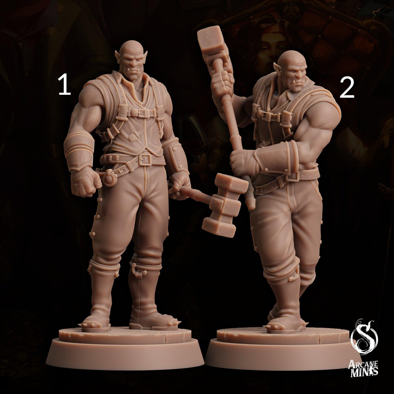 Half-Orc Brawler - Arcane Minis | 32mm | The Queens Deceit | Engineer | Mechanic