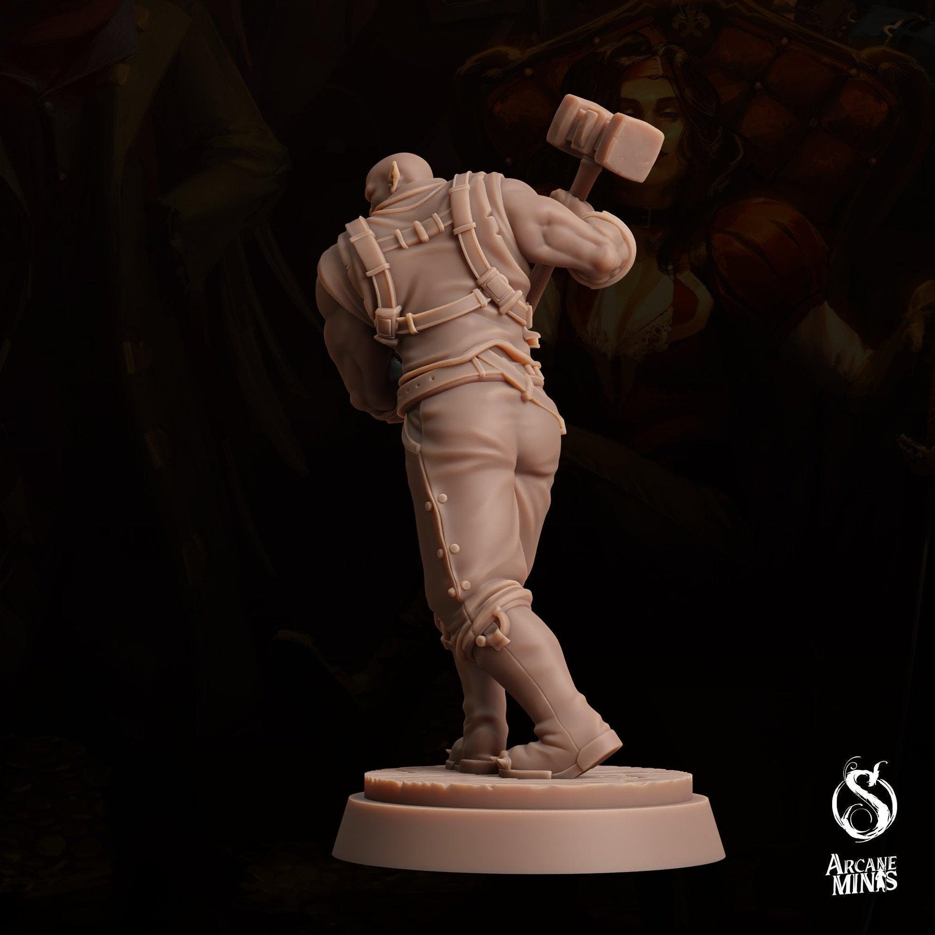 Half-Orc Brawler - Arcane Minis | 32mm | The Queens Deceit | Engineer | Mechanic