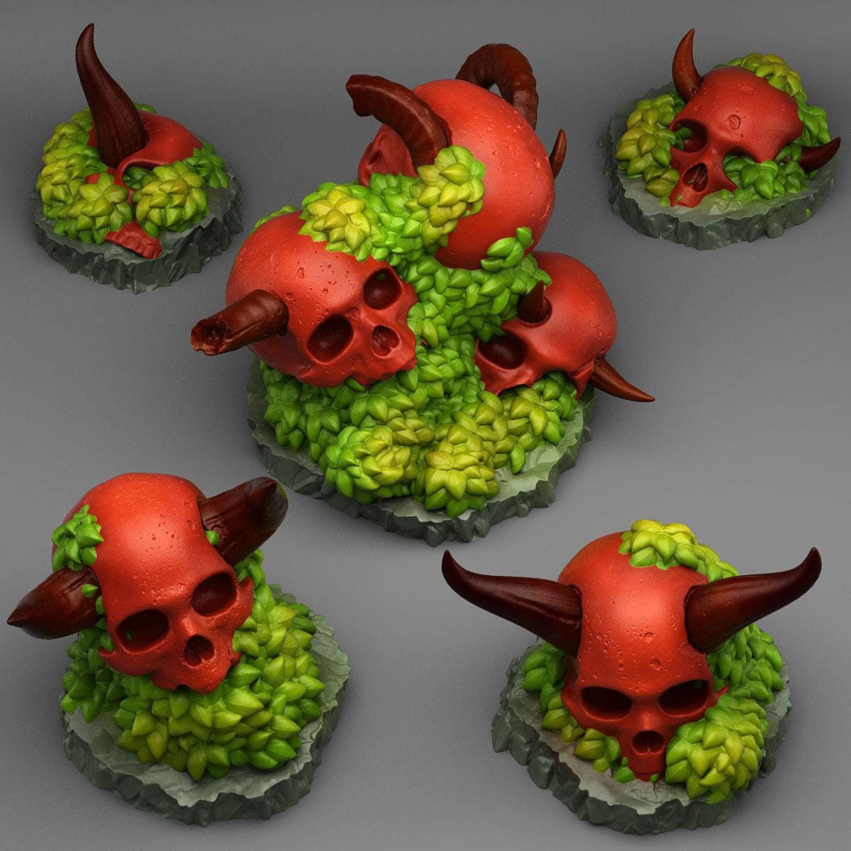 Devil Skulls Scatter Terrain - Fantastic Plants and Rocks | Print Your Monsters | DnD | Wargaming