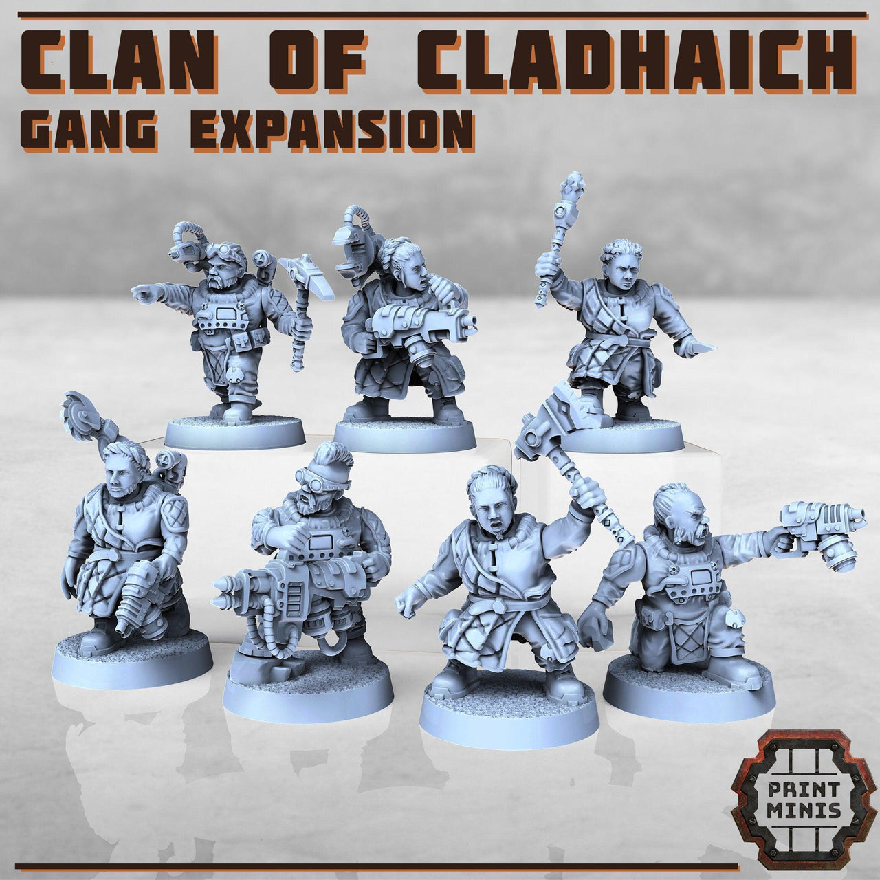 Space Dwarves, Clan of Cladhaich Gang Expansion - Print Minis | Sci Fi | Light Infantry | 28mm Heroic | Apocalypse | Miners | Imperial