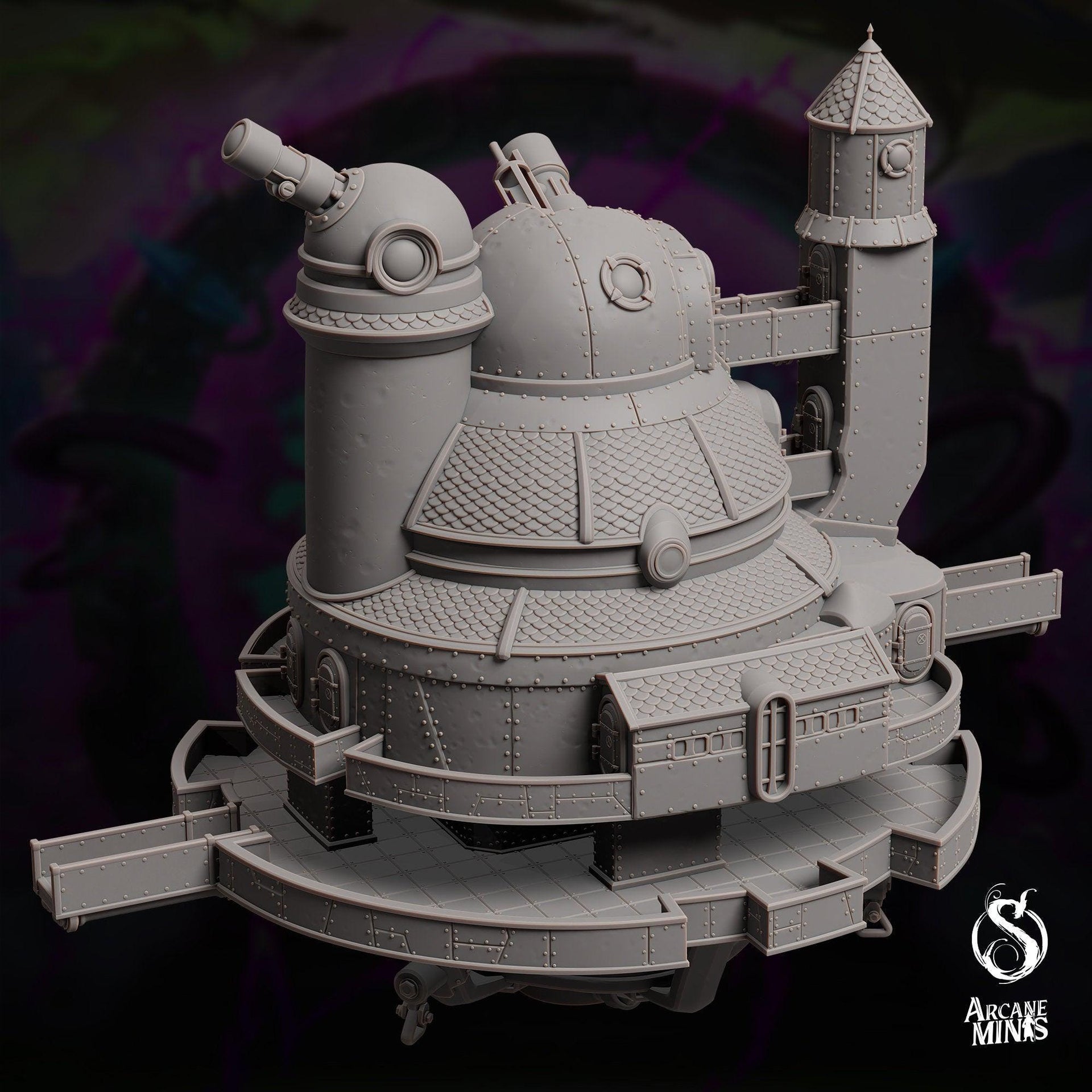Polaris Class Science Vessel - Arcane Minis | 32mm | Airship | Research Station | Playable Interior | Laboratory