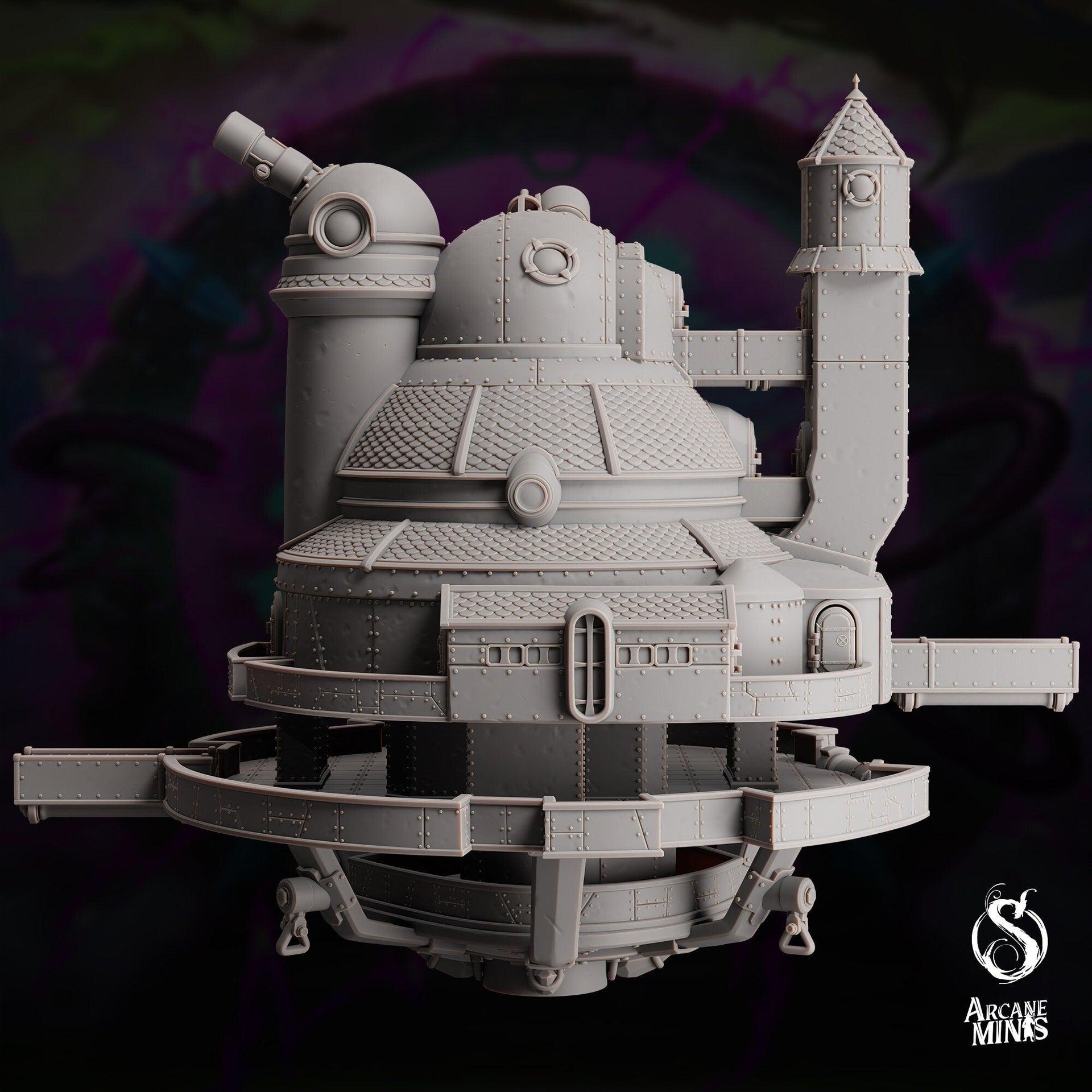 Polaris Class Science Vessel - Arcane Minis | 32mm | Airship | Research Station | Playable Interior | Laboratory