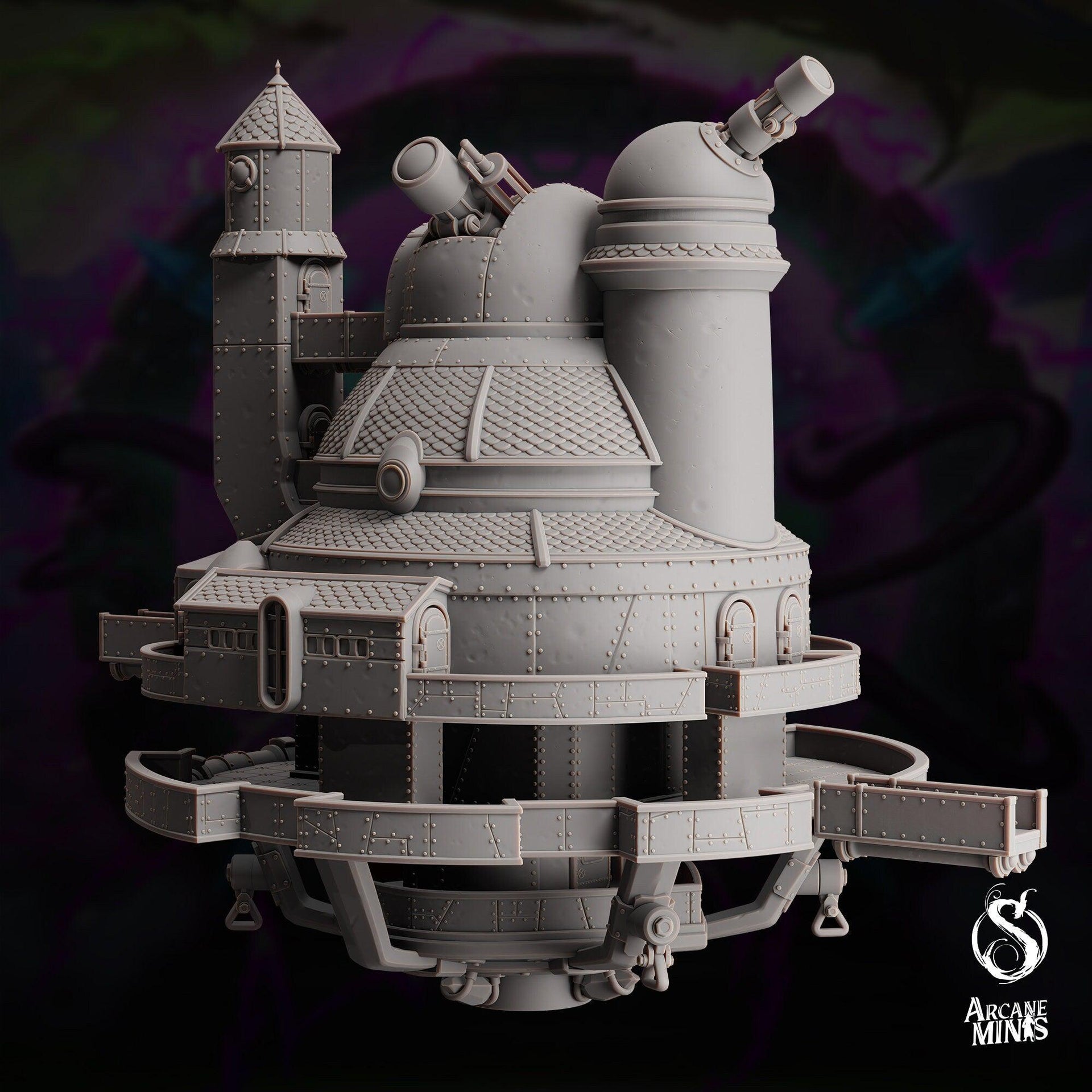 Polaris Class Science Vessel - Arcane Minis | 32mm | Airship | Research Station | Playable Interior | Laboratory