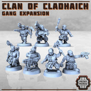 Space Dwarve Gang Expansion, Clan of Cladhaich - Print Minis | Sci Fi | Light Infantry | 28mm Heroic | Apocalypse | Miners | Heavy Weapons