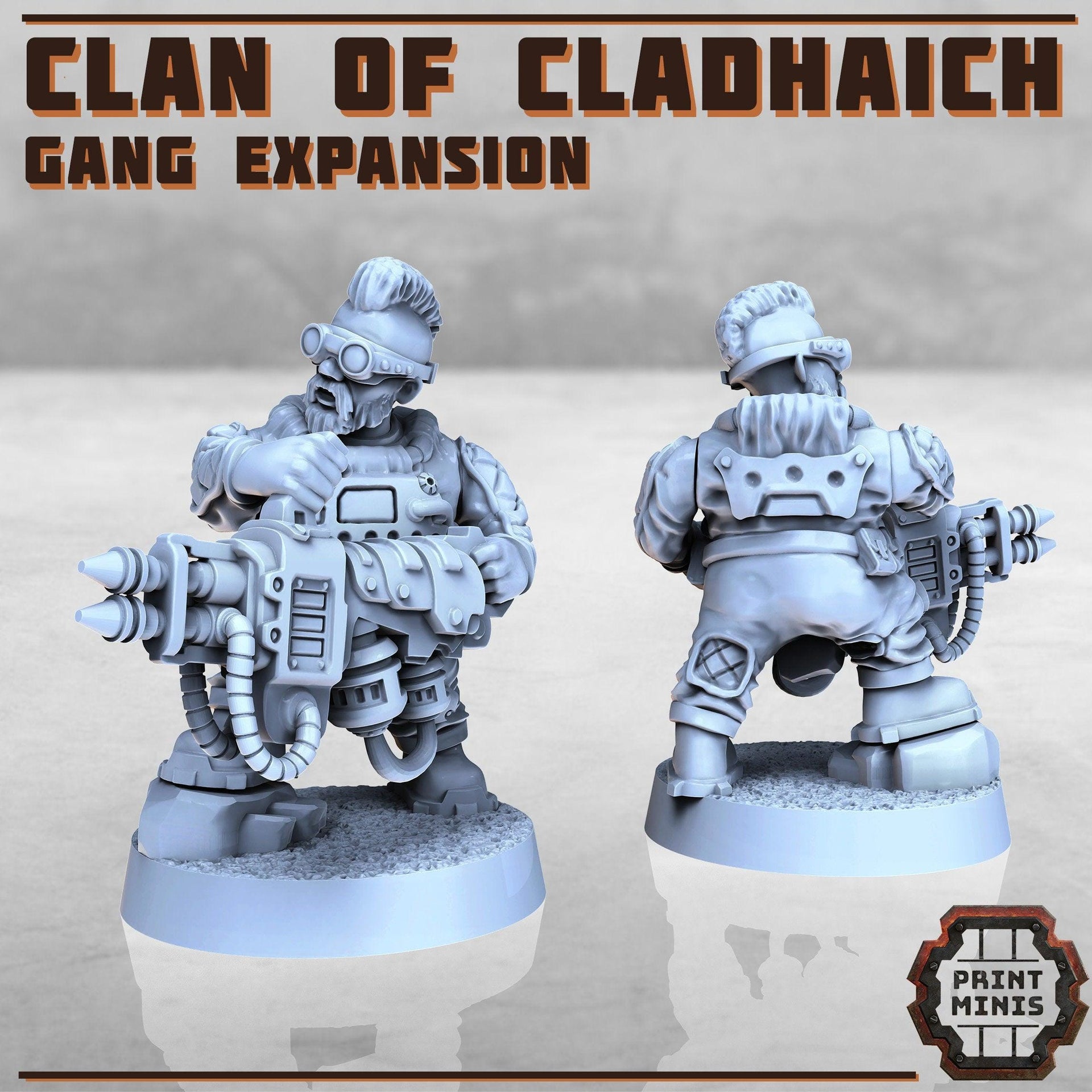 Space Dwarve Gang Expansion, Clan of Cladhaich - Print Minis | Sci Fi | Light Infantry | 28mm Heroic | Apocalypse | Miners | Heavy Weapons