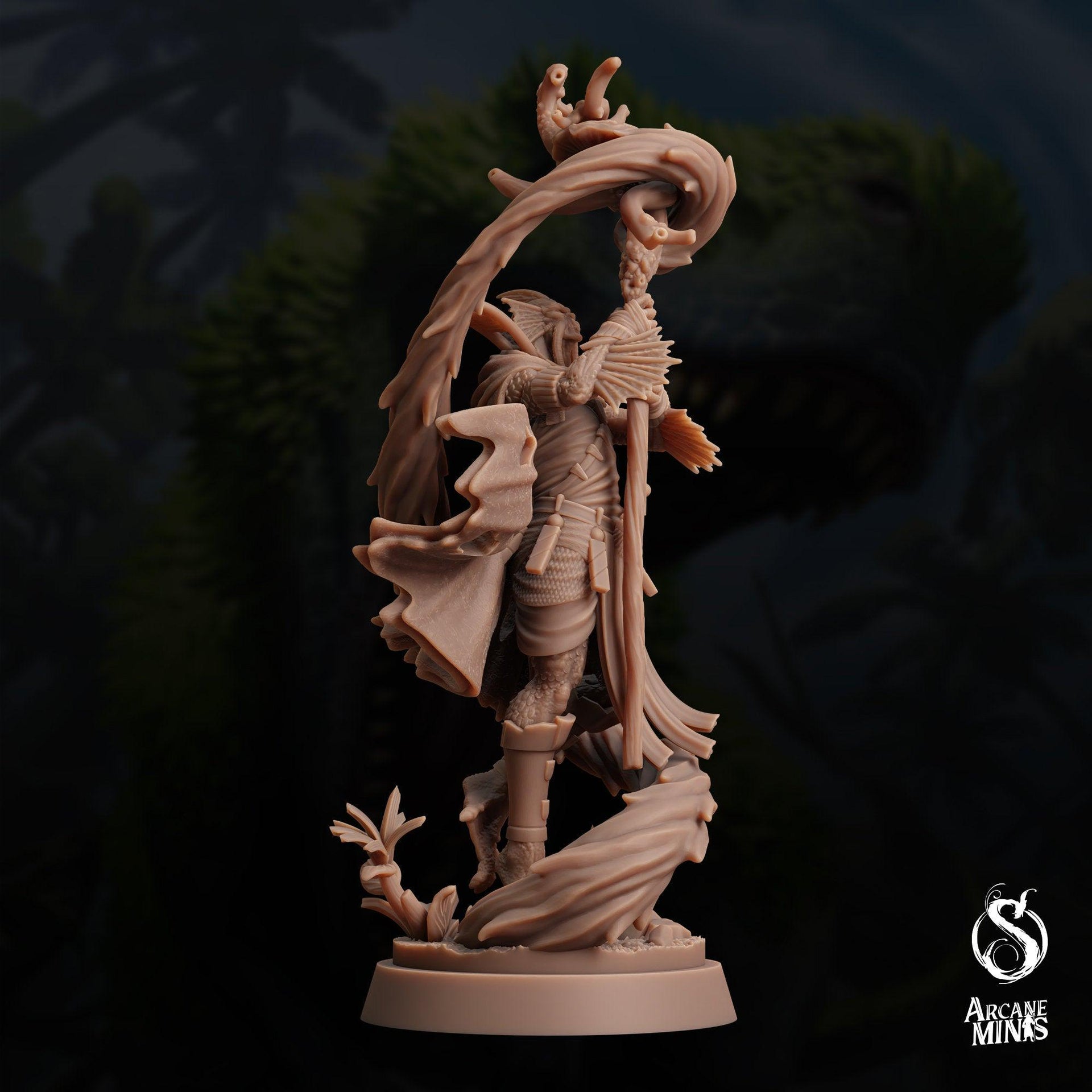 Sahuagin Druid - Arcane Minis | 32mm | Dino Domination | Fishfolk | Sorcerer