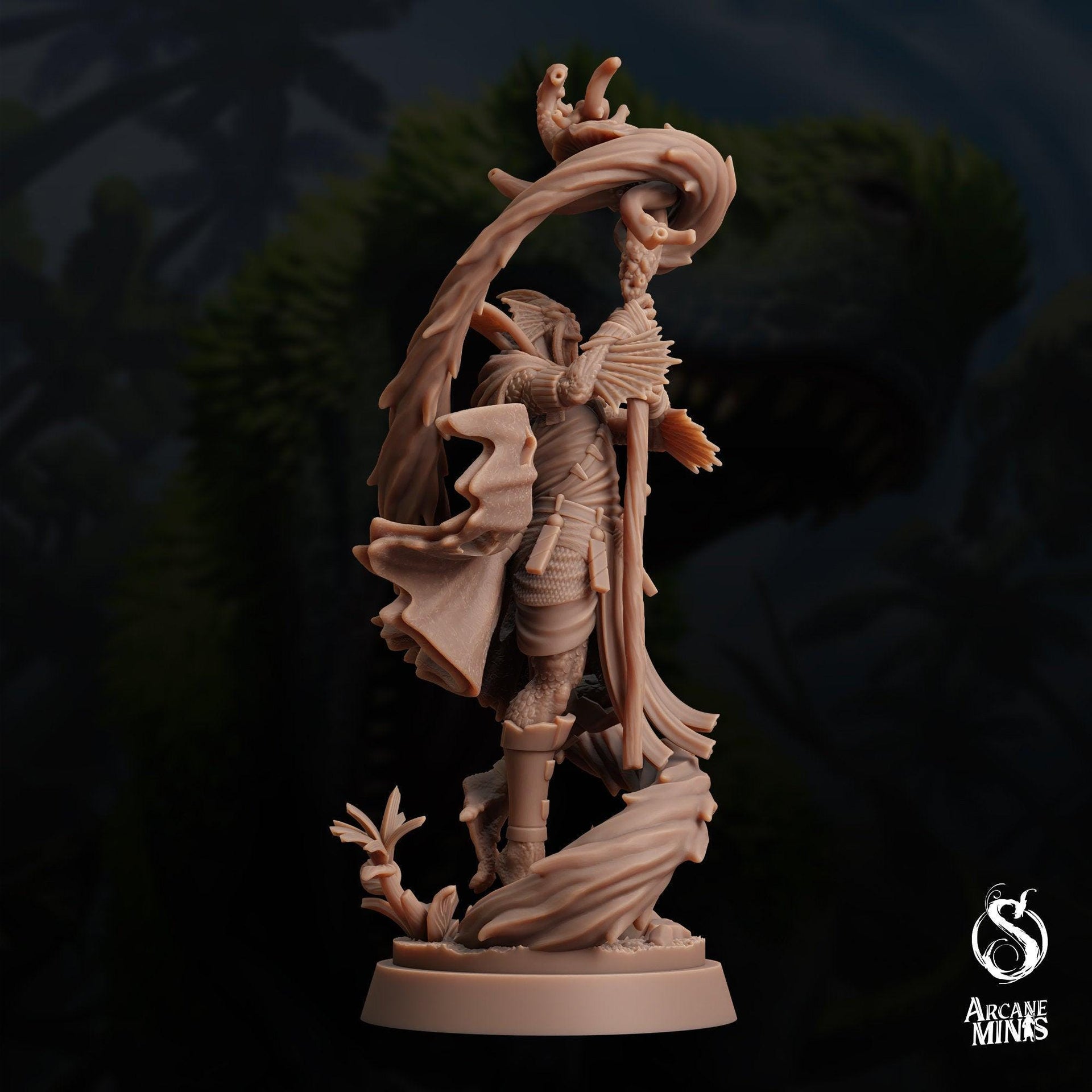 Sahuagin Druid - Arcane Minis | 32mm | Dino Domination | Fishfolk | Sorcerer