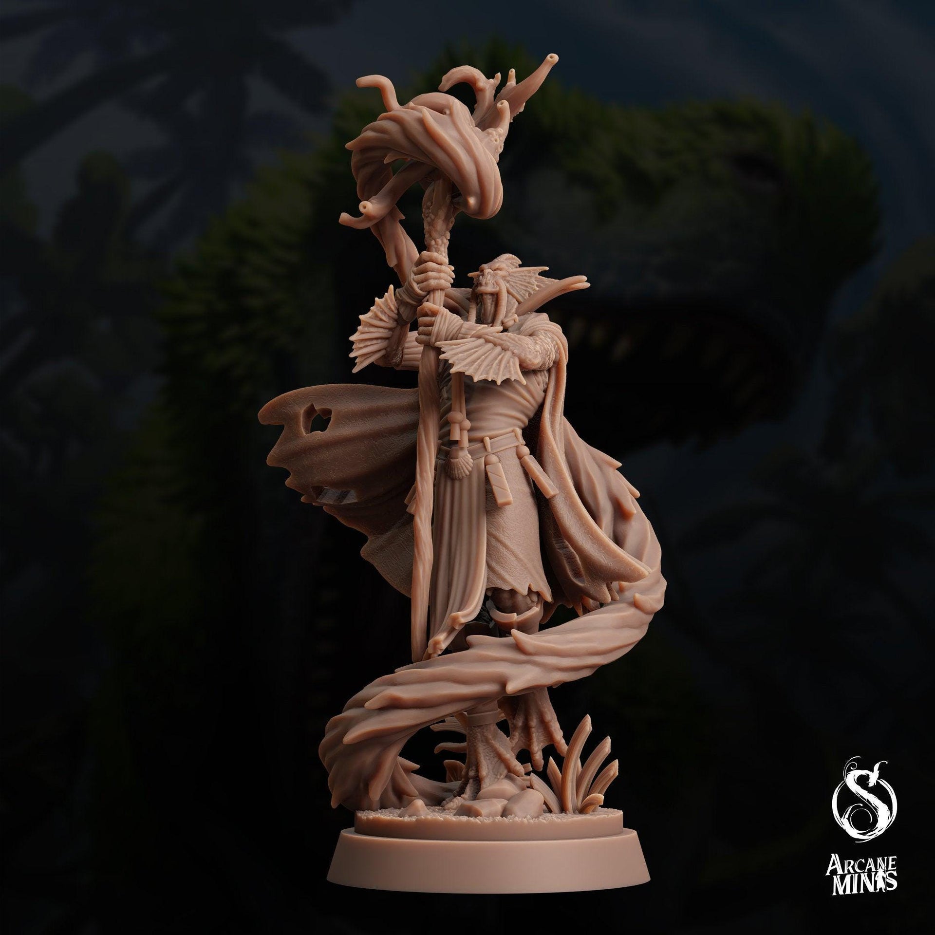Sahuagin Druid - Arcane Minis | 32mm | Dino Domination | Fishfolk | Sorcerer
