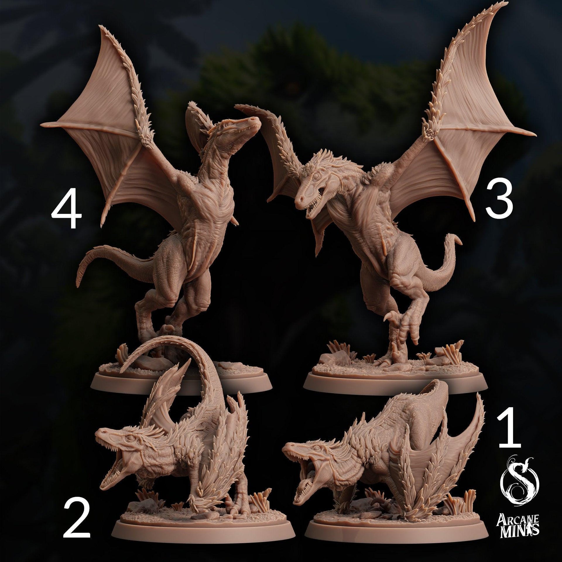 Featherscale Raptor - Arcane Minis | 32mm | Dino Domination | Flying Velociraptor | Dinosaur