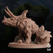 Craghorn Triceratops, Elemental Dinosaur - Arcane Minis | 32mm | Dino Domination | Rock | Stone