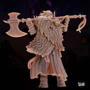 Human Frost Barbarian, Female - Arcane Minis | 32mm | Raiders of Ruin | Axe | Fighter | Skyboard | Airship