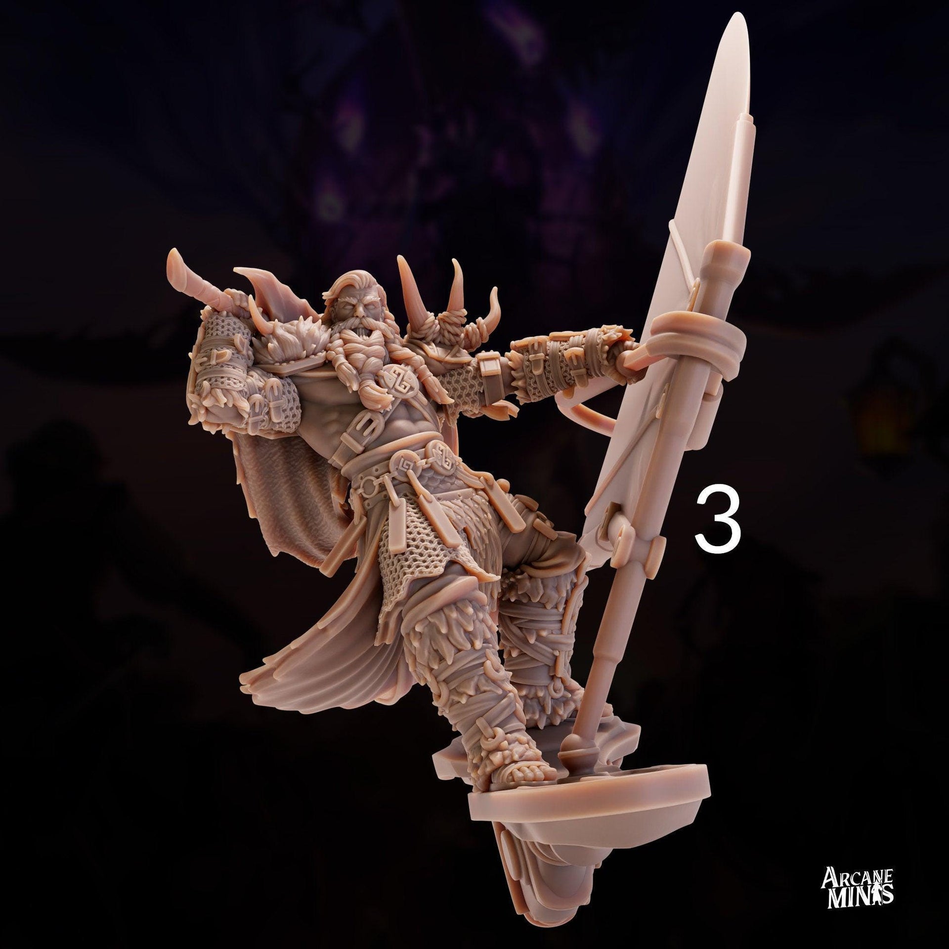 Human Frost Barbarian, Male- Arcane Minis | 32mm | Raiders of Ruin | Axe | Fighter | Skyboard | Airship