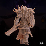 Human Frost Barbarian, Male- Arcane Minis | 32mm | Raiders of Ruin | Axe | Fighter | Skyboard | Airship