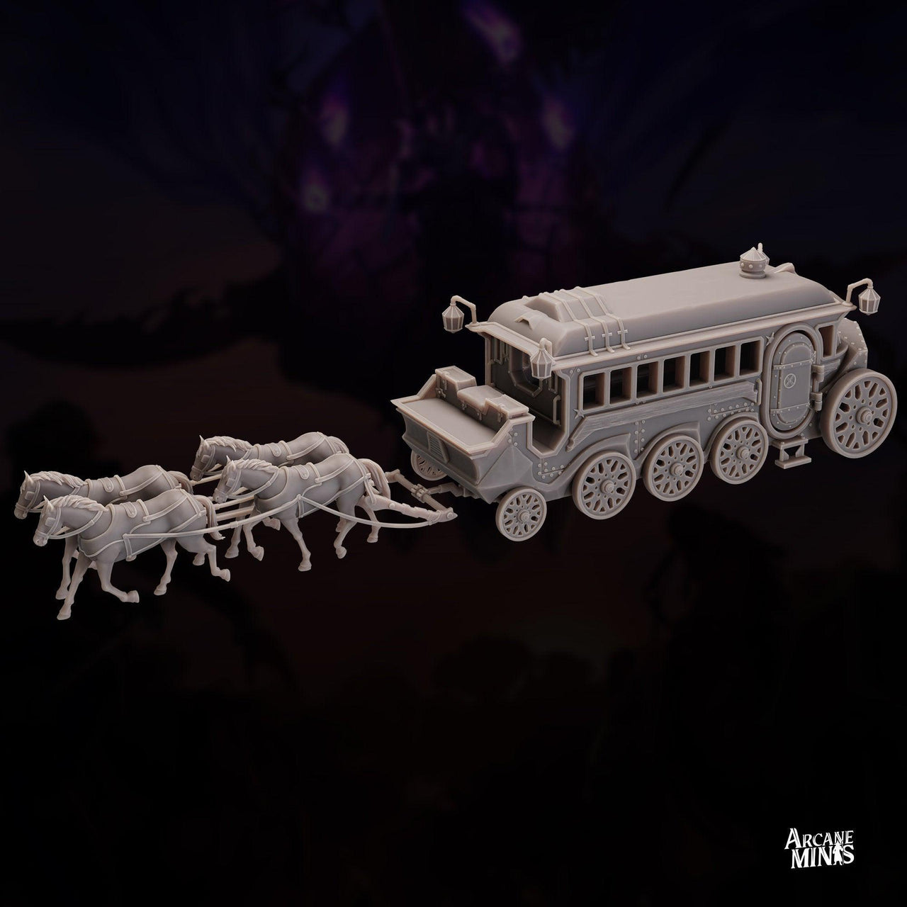 Oras Luxury Carriage - Arcane Minis | 32mm | Raiders of Ruin | Flying | Streampunk | Horse Drawn