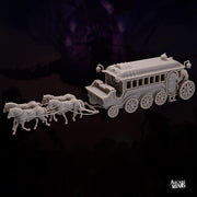 Oras Luxury Carriage - Arcane Minis | 32mm | Raiders of Ruin | Flying | Streampunk | Horse Drawn