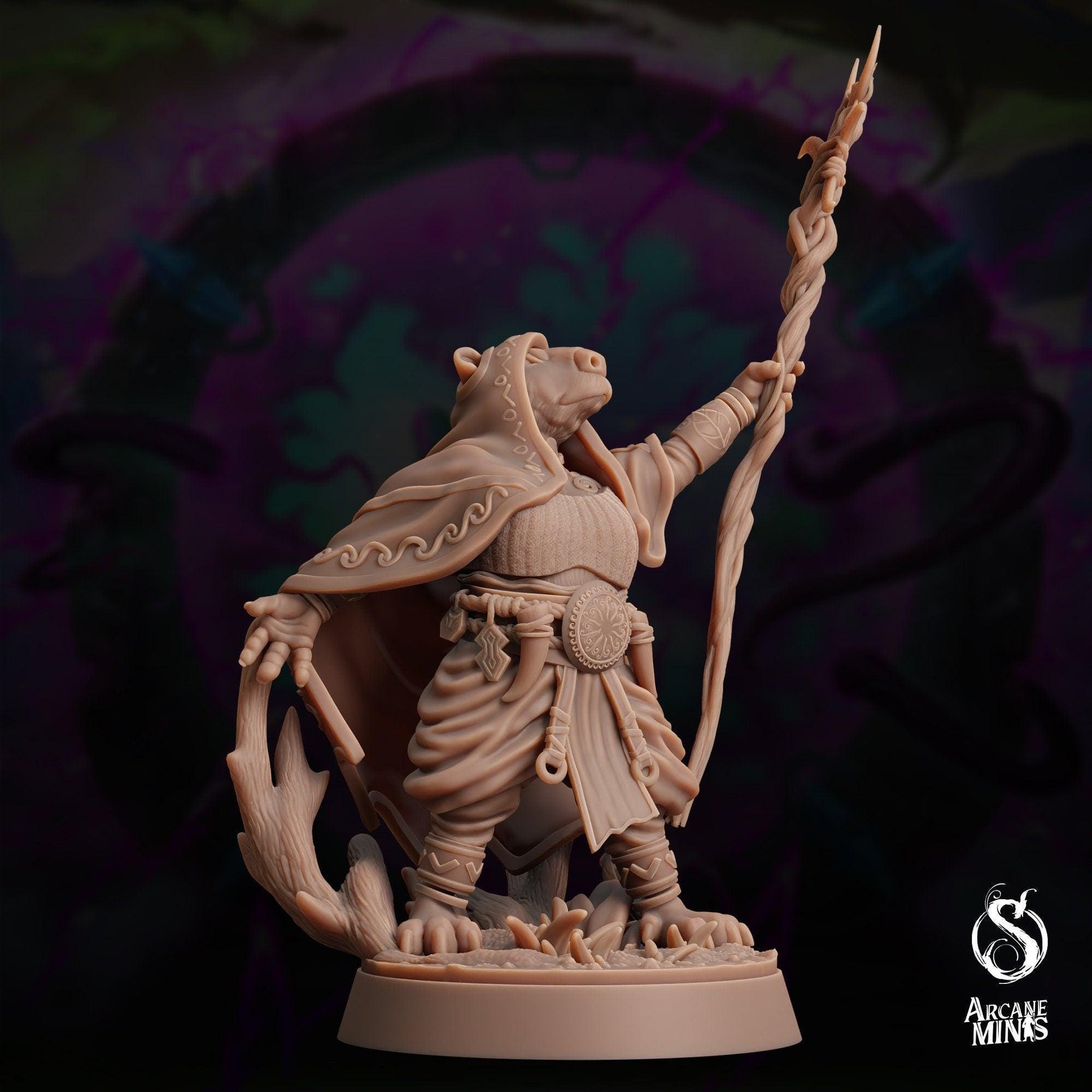 Cappy Druid, Capybara Shaman - Arcane Minis | 32mm | The Skybreaker Chronicles | Capybara folk