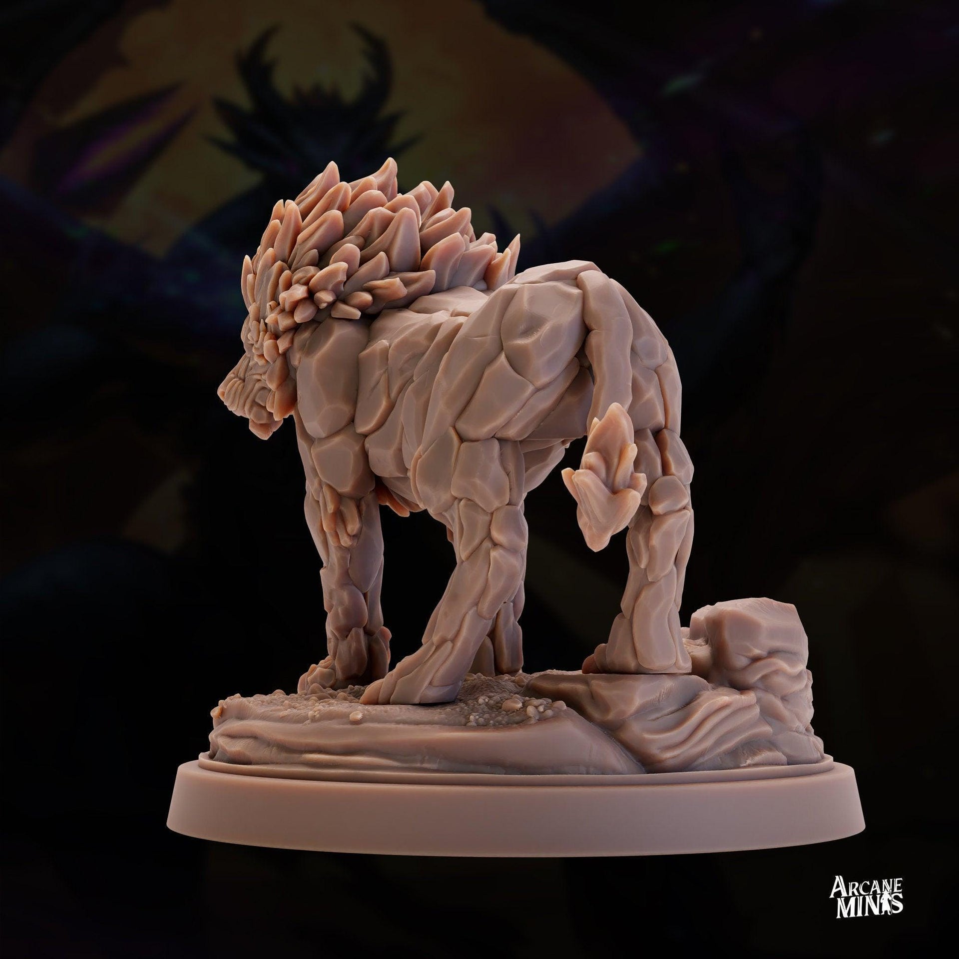 Stonemane Lion - Arcane Minis | 32mm | Monster Madness | Elemental | Golem | Construct