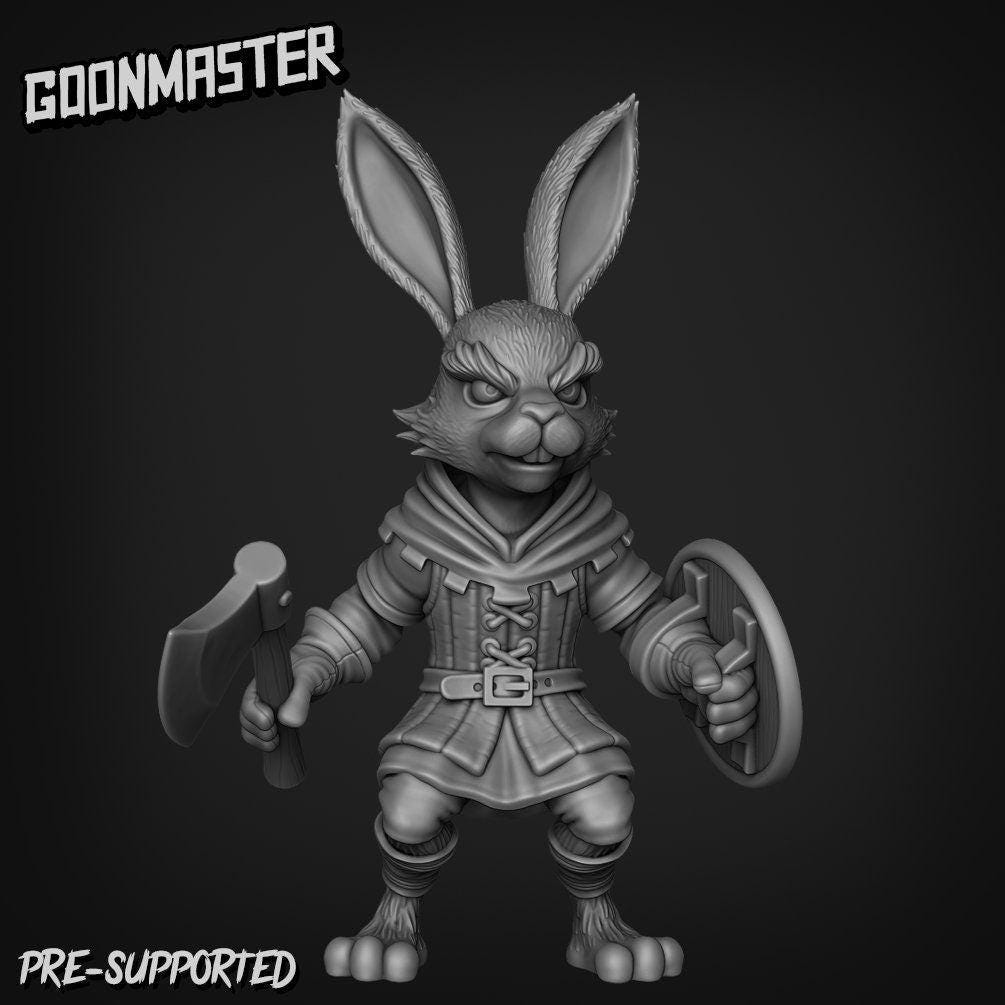Rabbit Axe Soldier - Goonmaster | Bunny Brigade Miniature | Wargaming | Roleplaying Games | 32mm | Rogue | Bandit | Mercenary