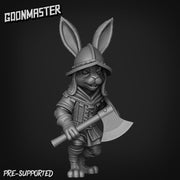 Rabbit Axe Soldier - Goonmaster | Bunny Brigade Miniature | Wargaming | Roleplaying Games | 32mm | Rogue | Bandit | Mercenary