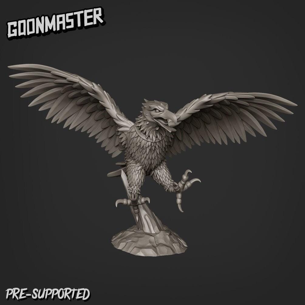 Giant Eagle Rider - Goonmaster | Sky Elves | Miniature | Wargaming | Roleplaying Games | 32mm | Elf | Mount