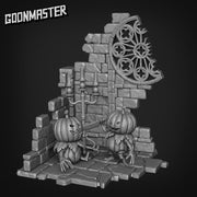 Lumpkin, Pumpkin Folk Diorama - Goonmaster | Miniature | Spooky Town | Wargaming | Roleplaying Games | 32mm | Jack-o-lantern | Chapel